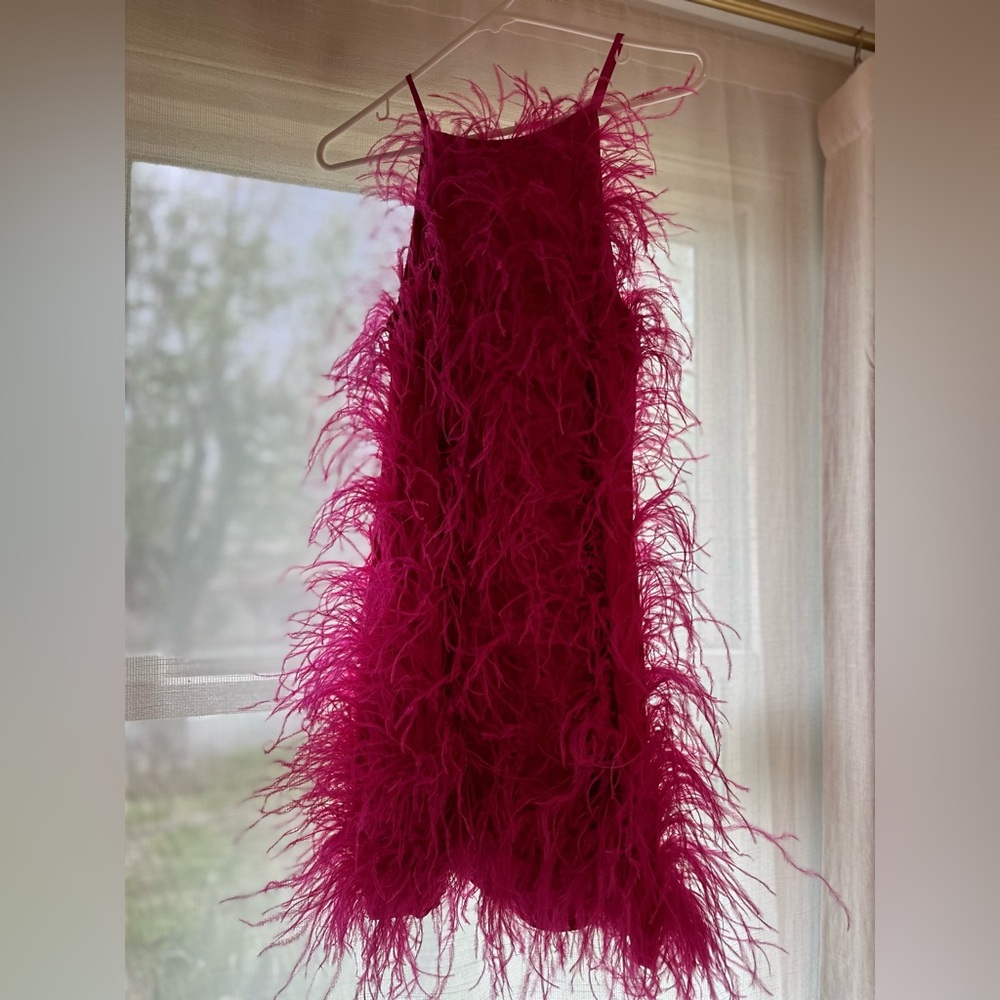 Cult Gaia Shannon Ostrich Feather Dress